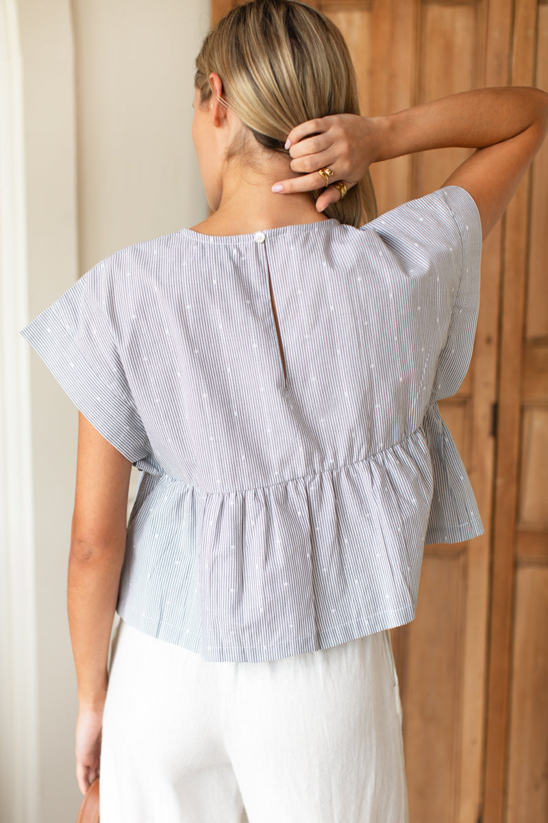 Dolman Peplum Top - James Stripe