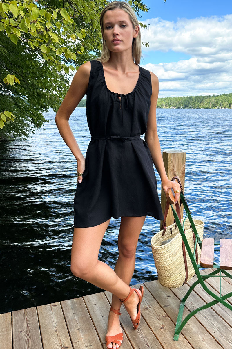 Atelier Scoop Dress - Black Beauty Linen