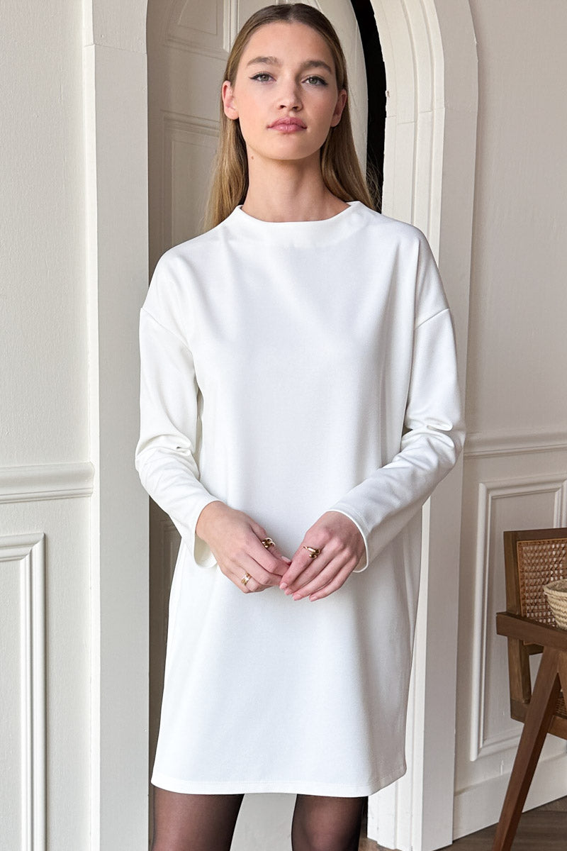 Jewel Neck Dress - Ivory