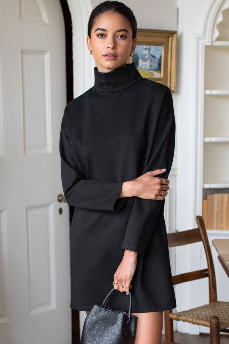 Edie Turtleneck Dress - Black Ponte