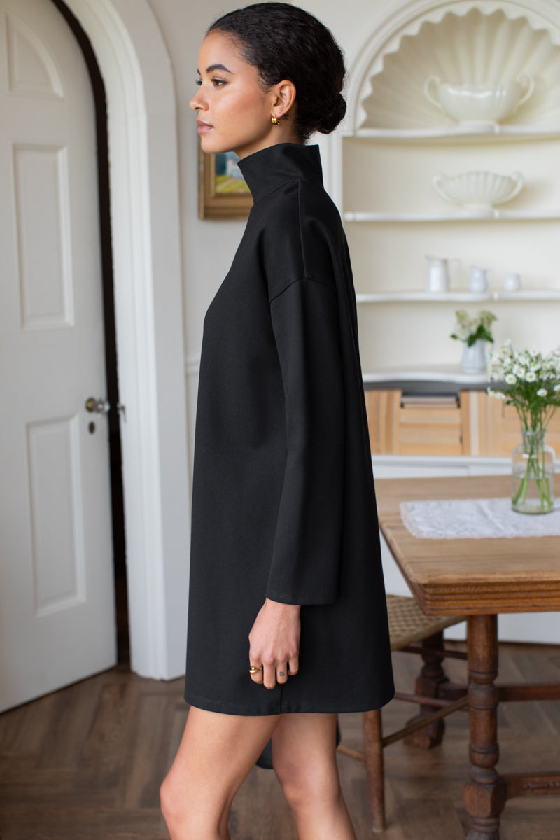 Edie Turtleneck Dress - Black Ponte
