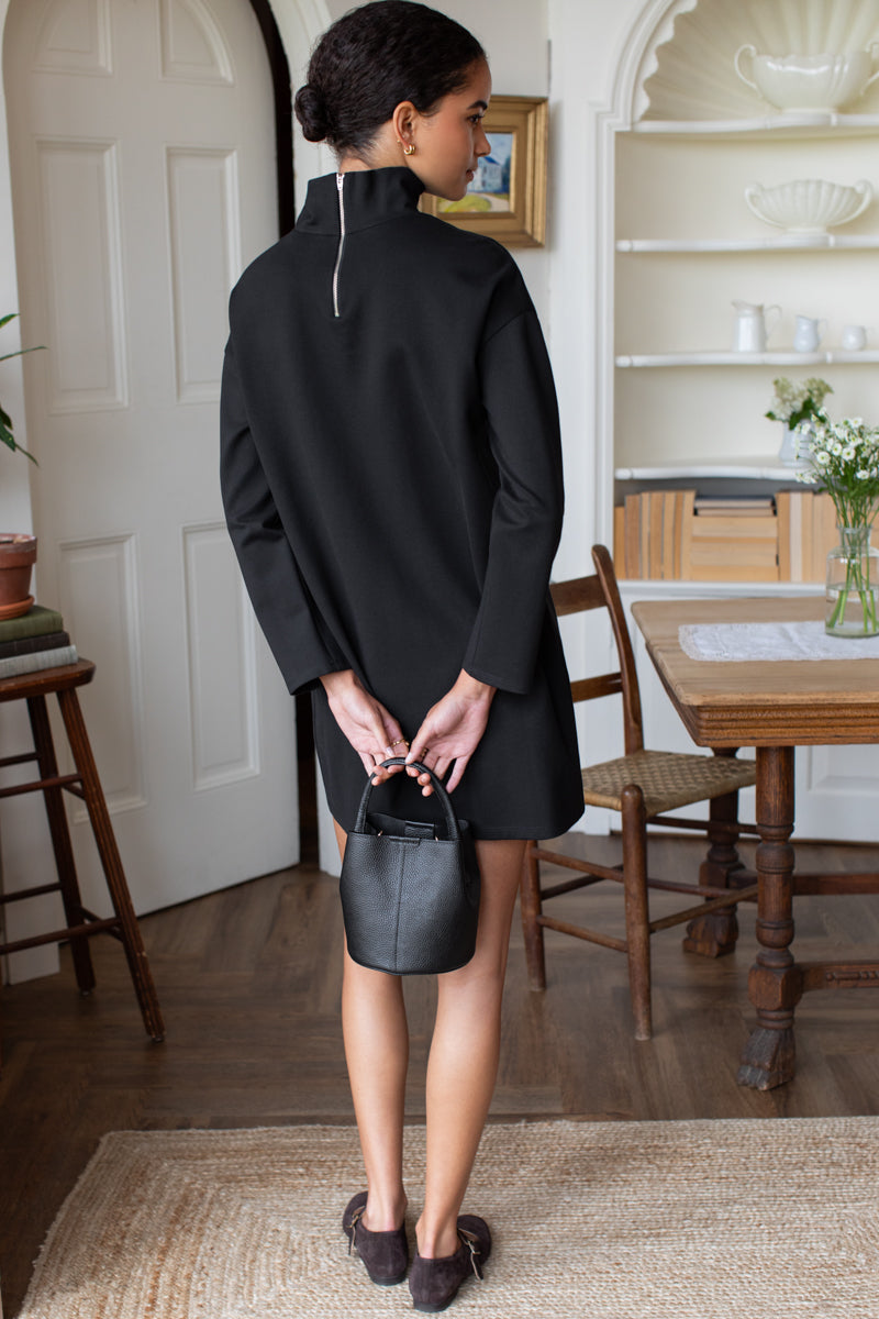 Edie Turtleneck Dress - Black Ponte