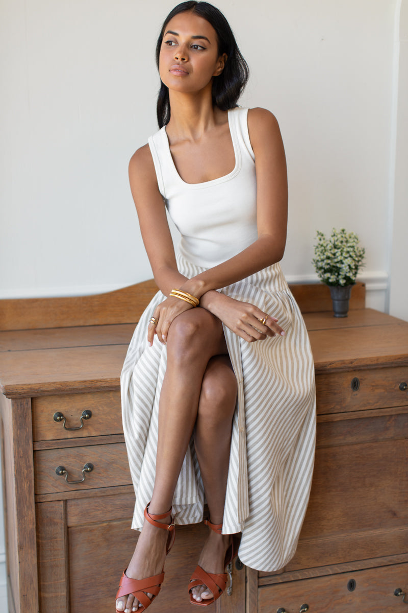Elina Skirt - Almond Stripe