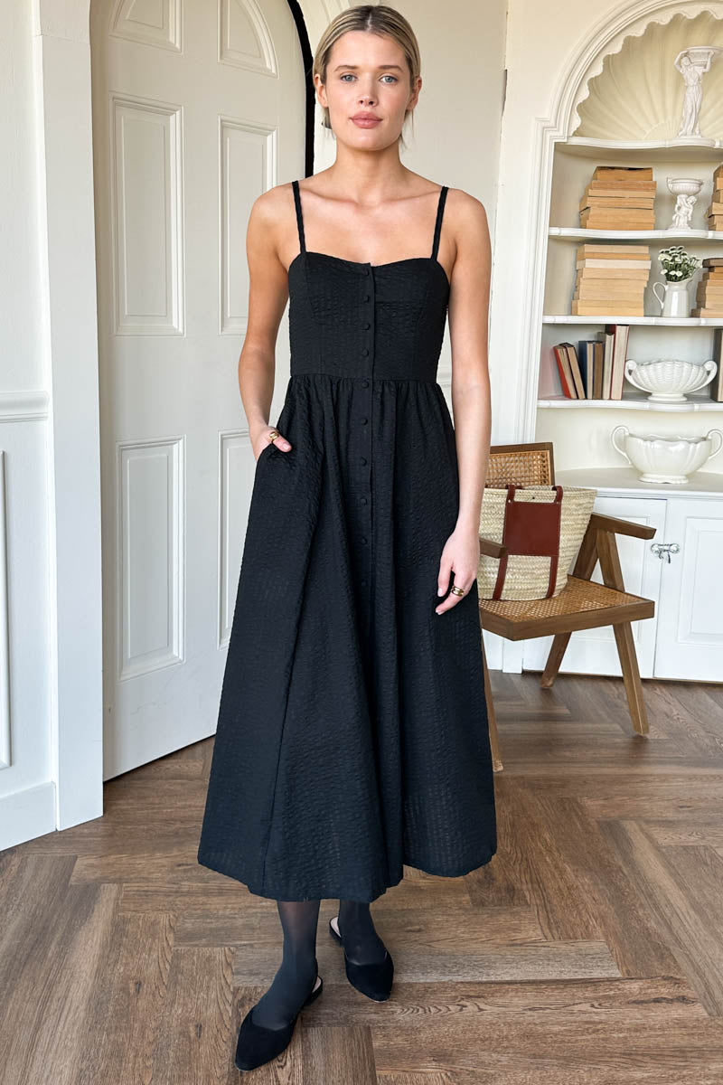 Florentine Layering Dress - Black Seersucker