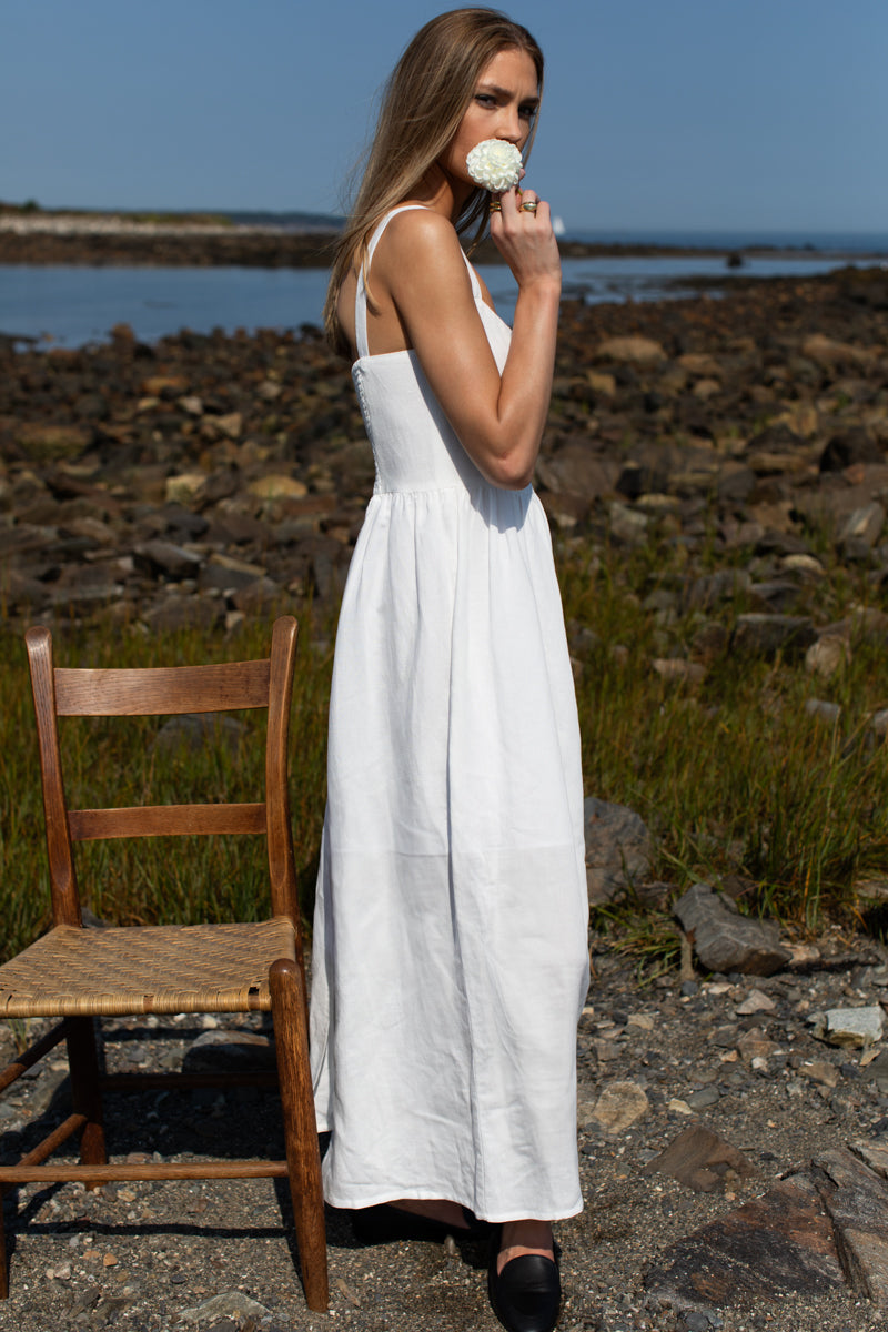 Jour Maxi Dress - White Linen M Jour Maxi Dress - White Linen M