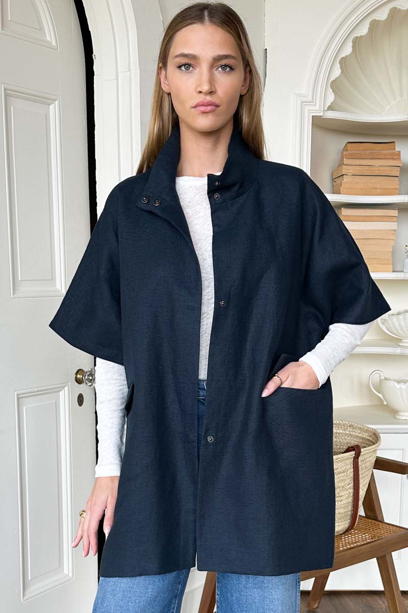 Layering Jacket - Navy Linen