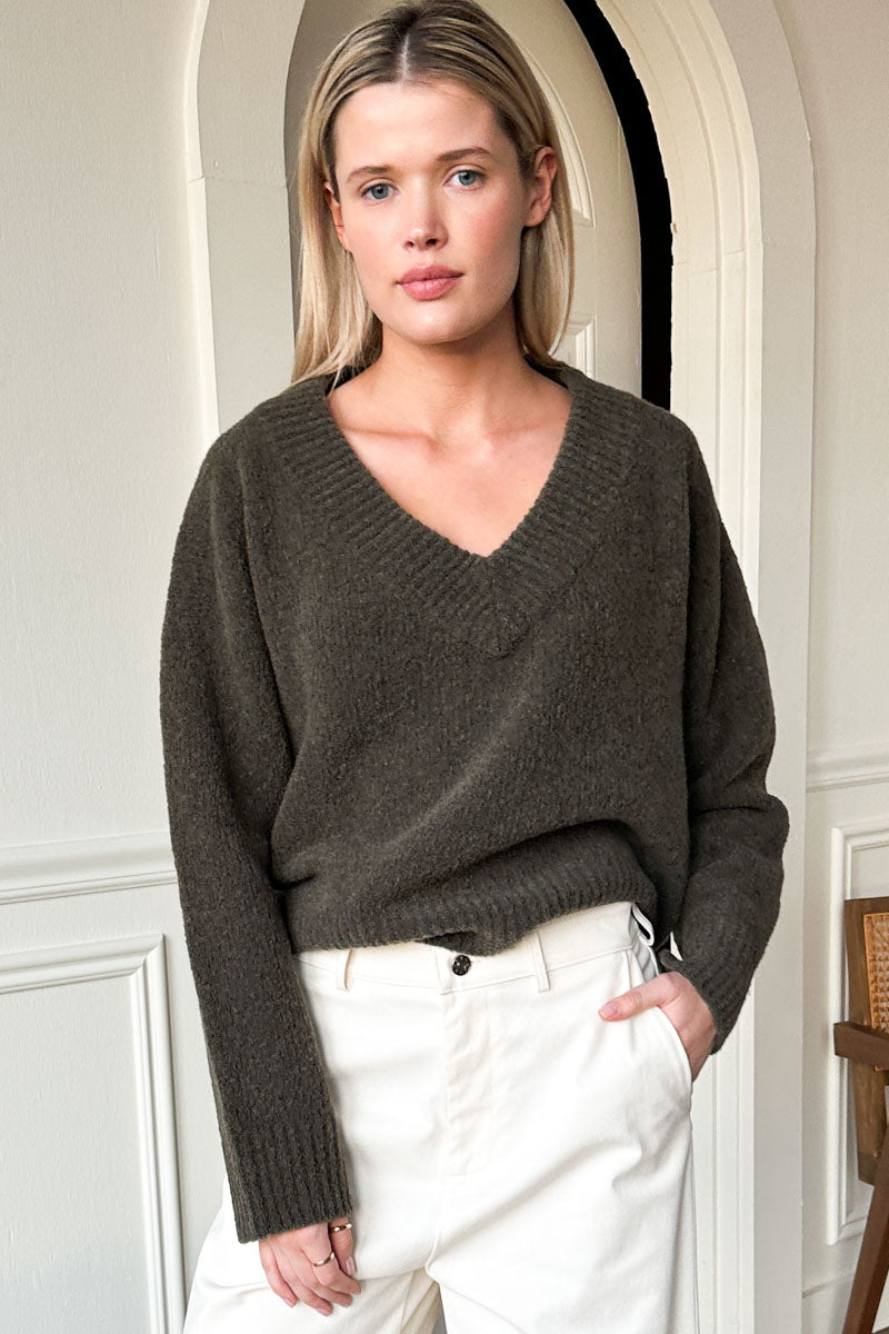 Boxy V Neck Sweater - Oliver Wool