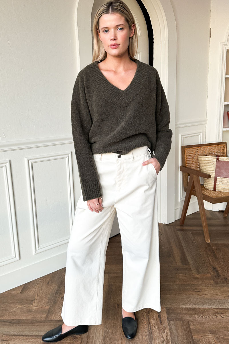 Boxy V Neck Sweater - Oliver Wool