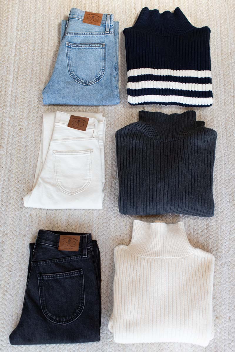 Carolyn Funnel Neck Sweater - Navy Colorblock Stripe Organic - Emerson Fry