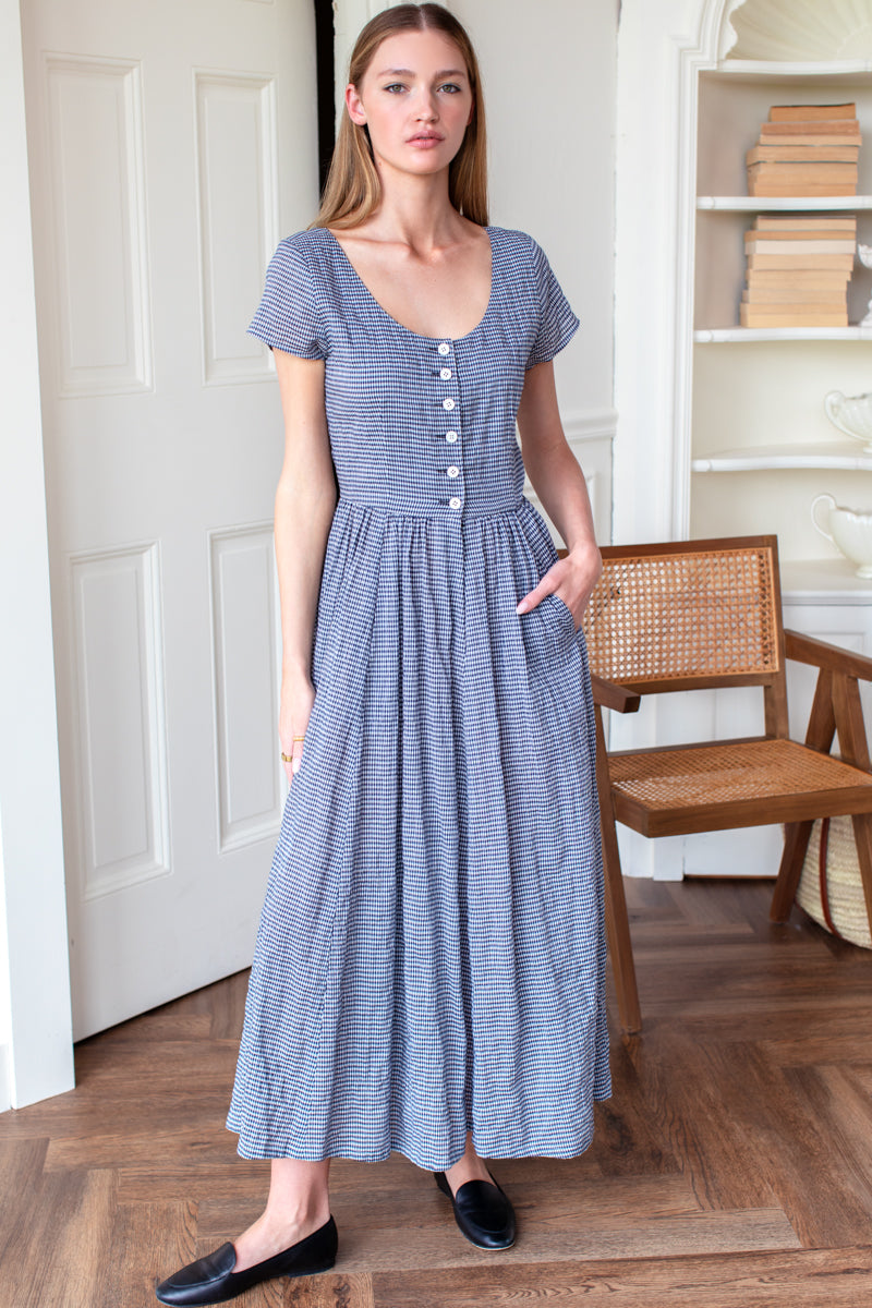 Europa Day Dress - Navy Gingham