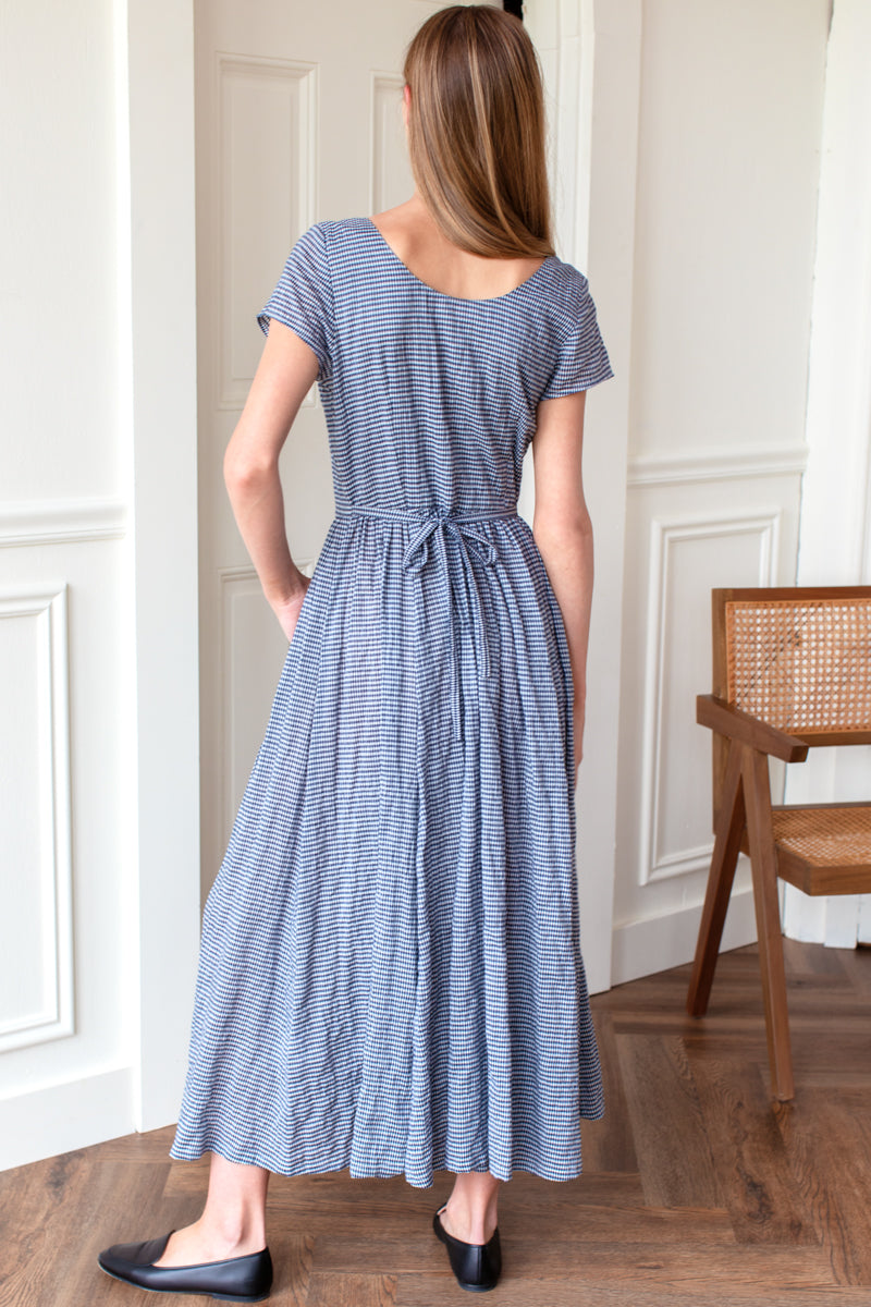 Europa Day Dress - Navy Gingham