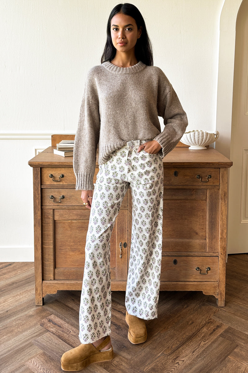 Everyday Pant - Library Flowers Parchment Organic