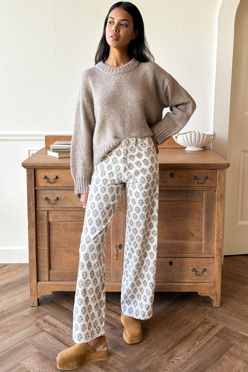 Everyday Pant - Library Flowers Parchment Organic