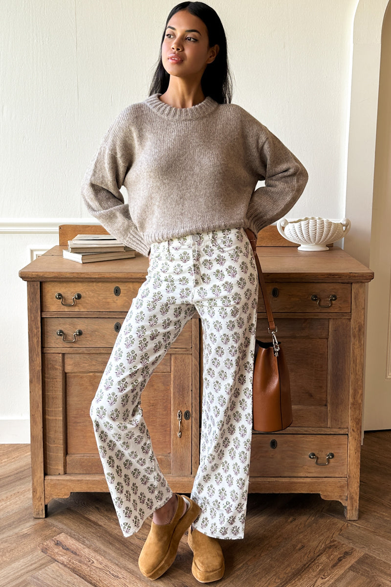 Everyday Pant - Library Flowers Parchment Organic