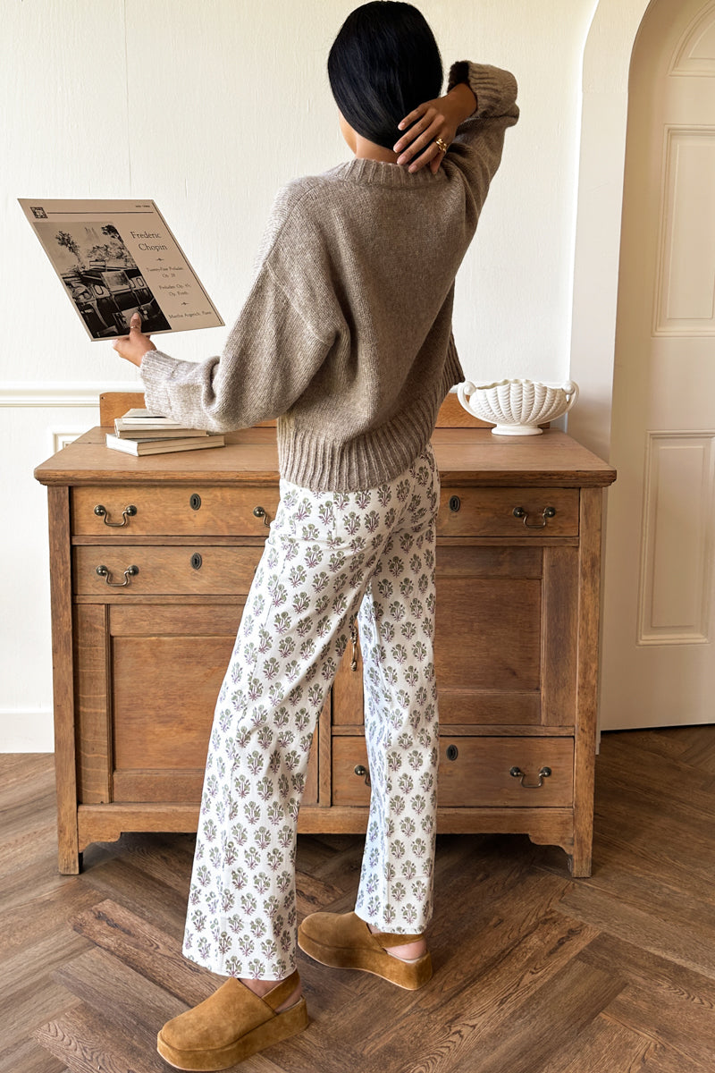 Everyday Pant - Library Flowers Parchment Organic