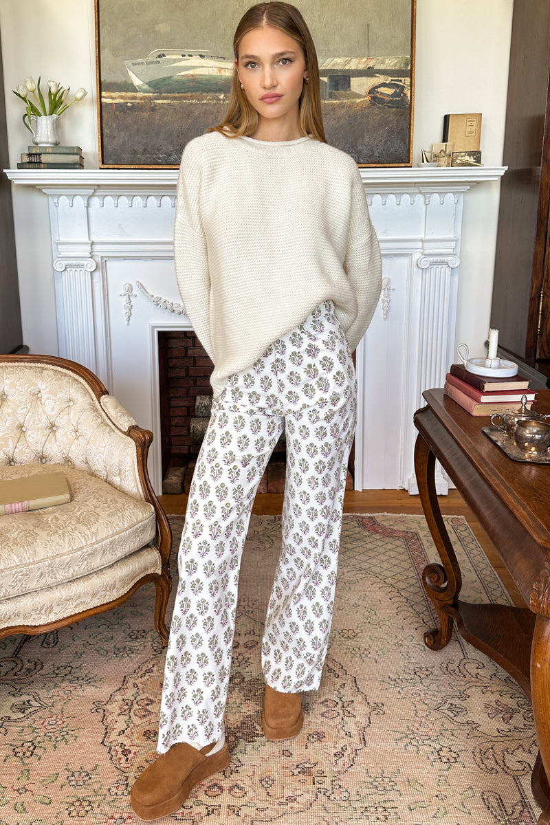 Everyday Pant - Library Flowers Parchment Organic