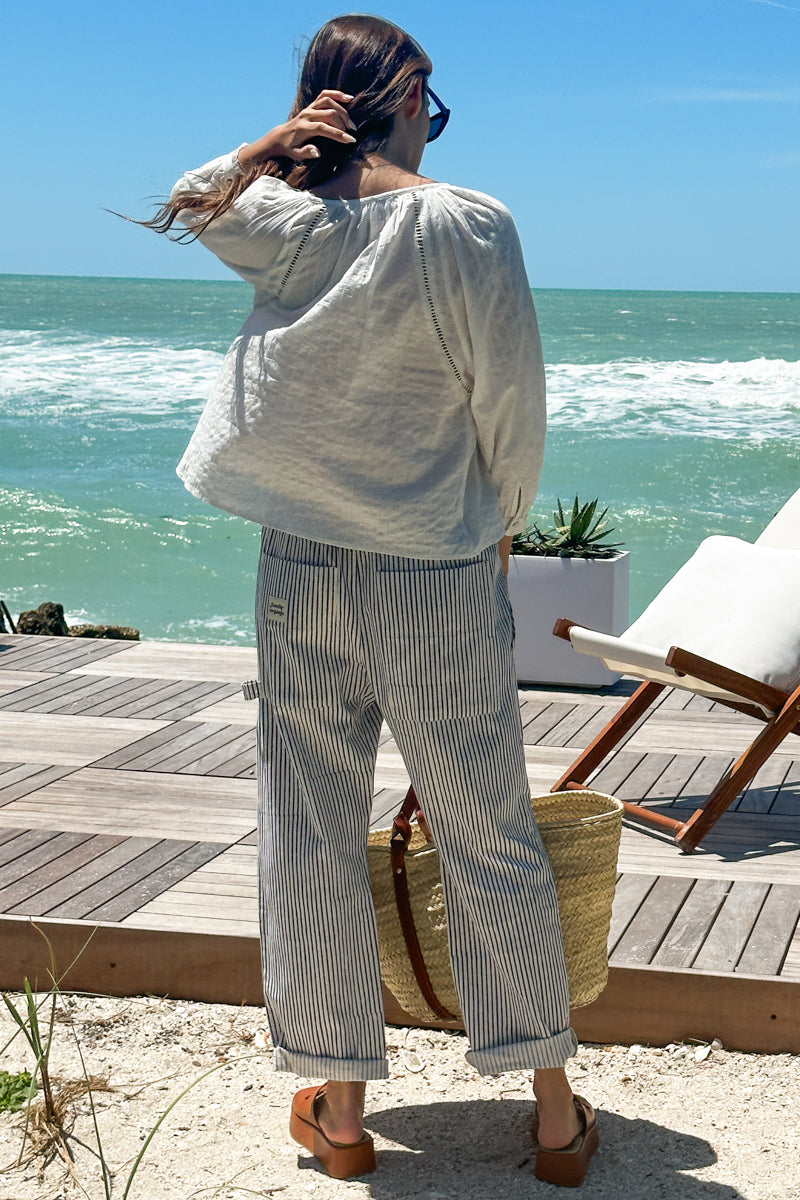 Family Cargo Pant - Indigo Stripe Organic