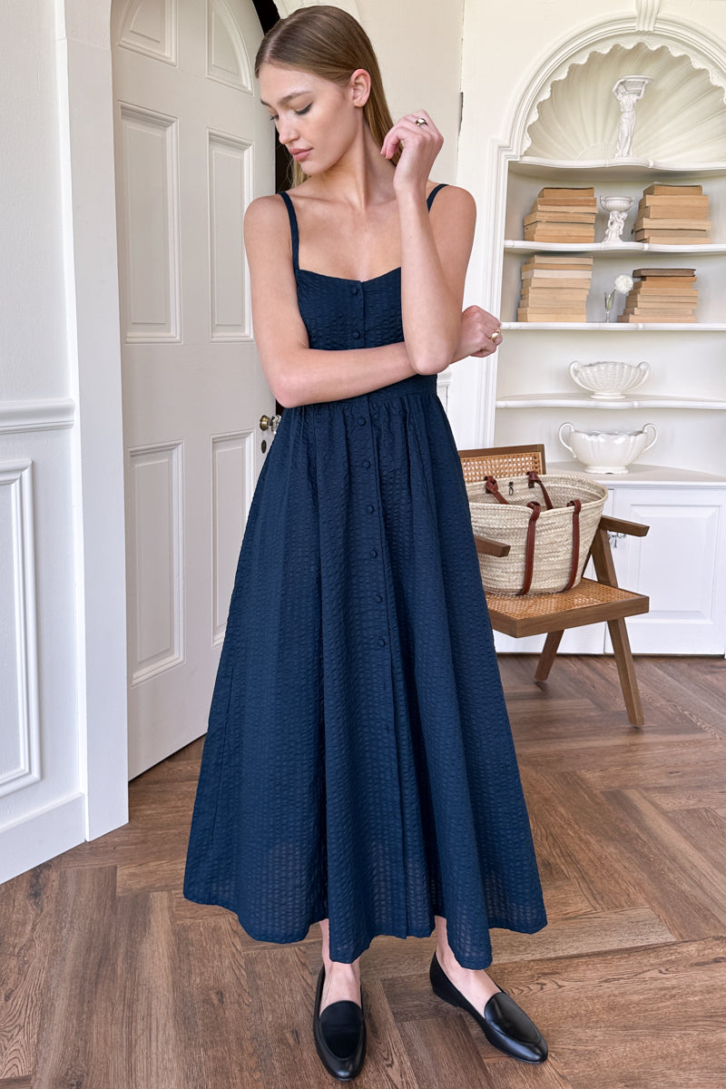 Florentine Layering Dress - Navy Seersucker 4 Florentine Layering Dress - Navy Seersucker 4
