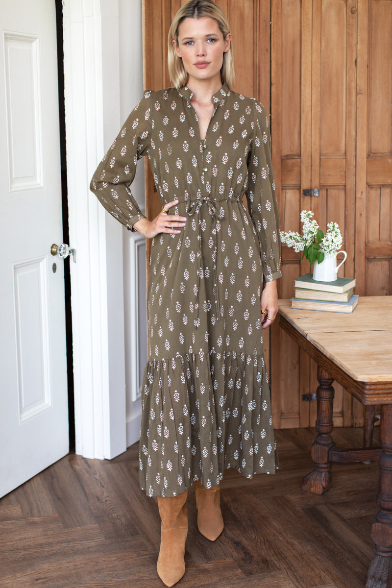 Frances 3 Dress - Marguerite 2 Gothic Olive Organic
