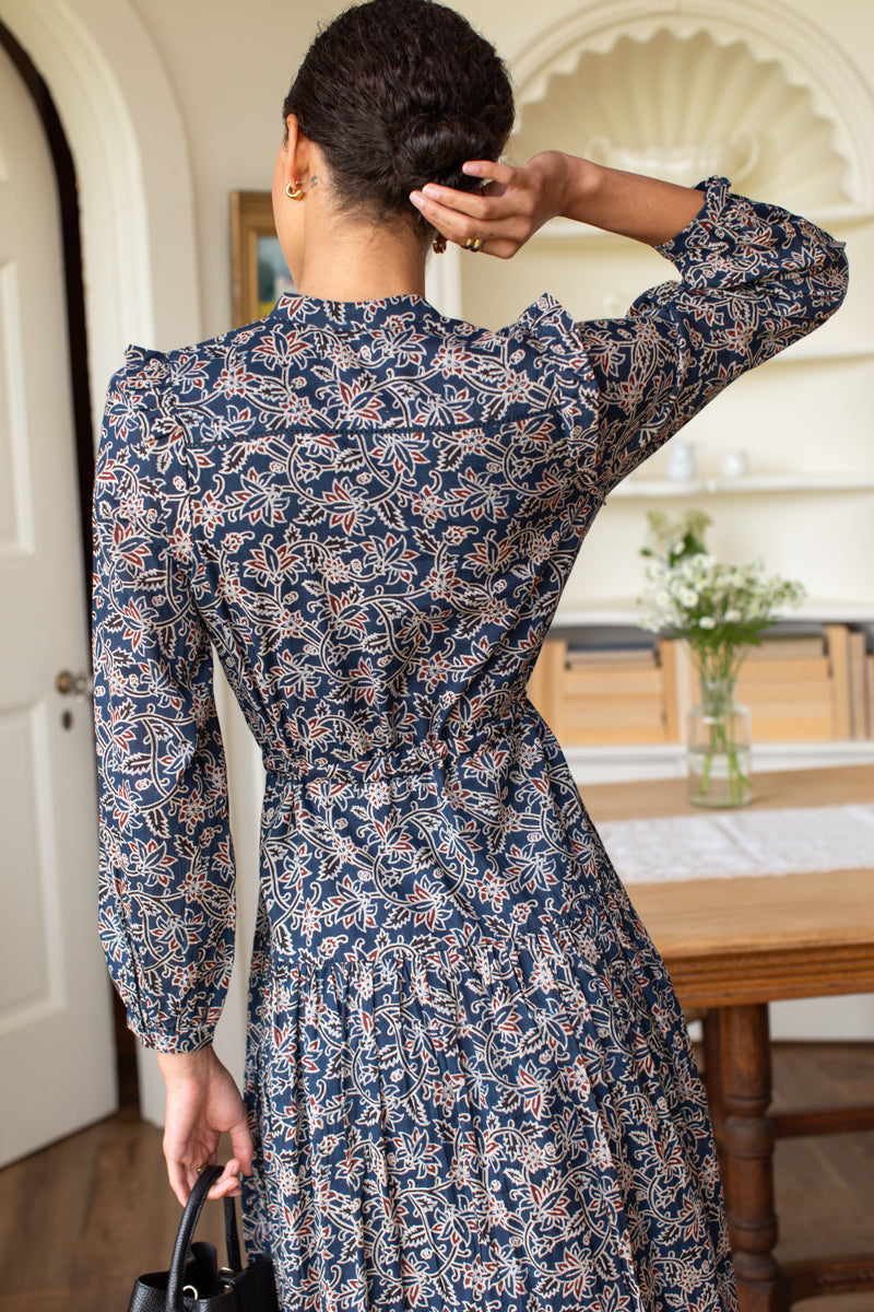 Frances 4 Basque Dress - Artisan Flower Vines Organic
