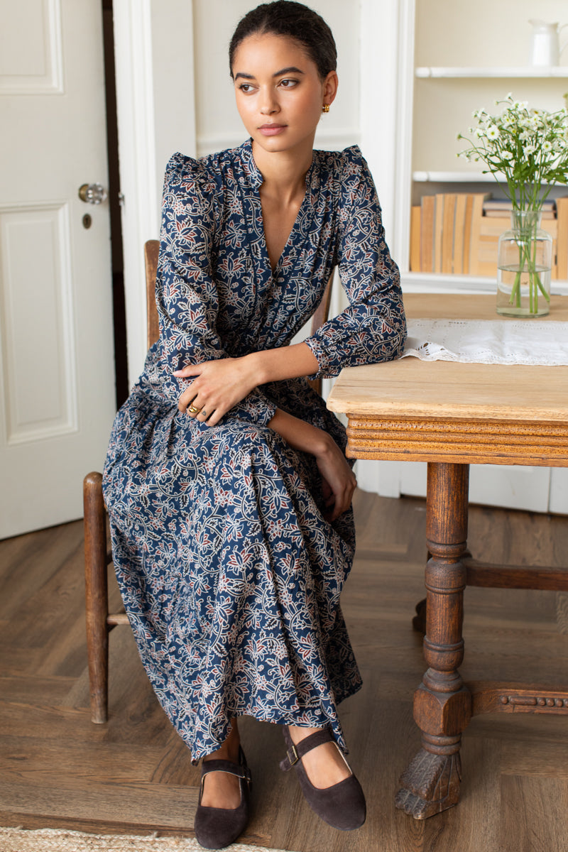 Frances 4 Basque Dress - Artisan Flower Vines Organic