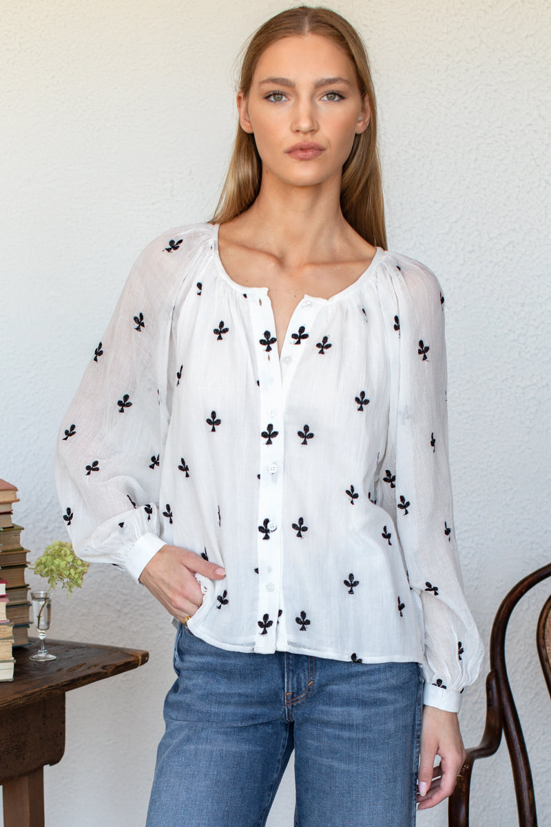 Frances Blouse - Embroidered Clover