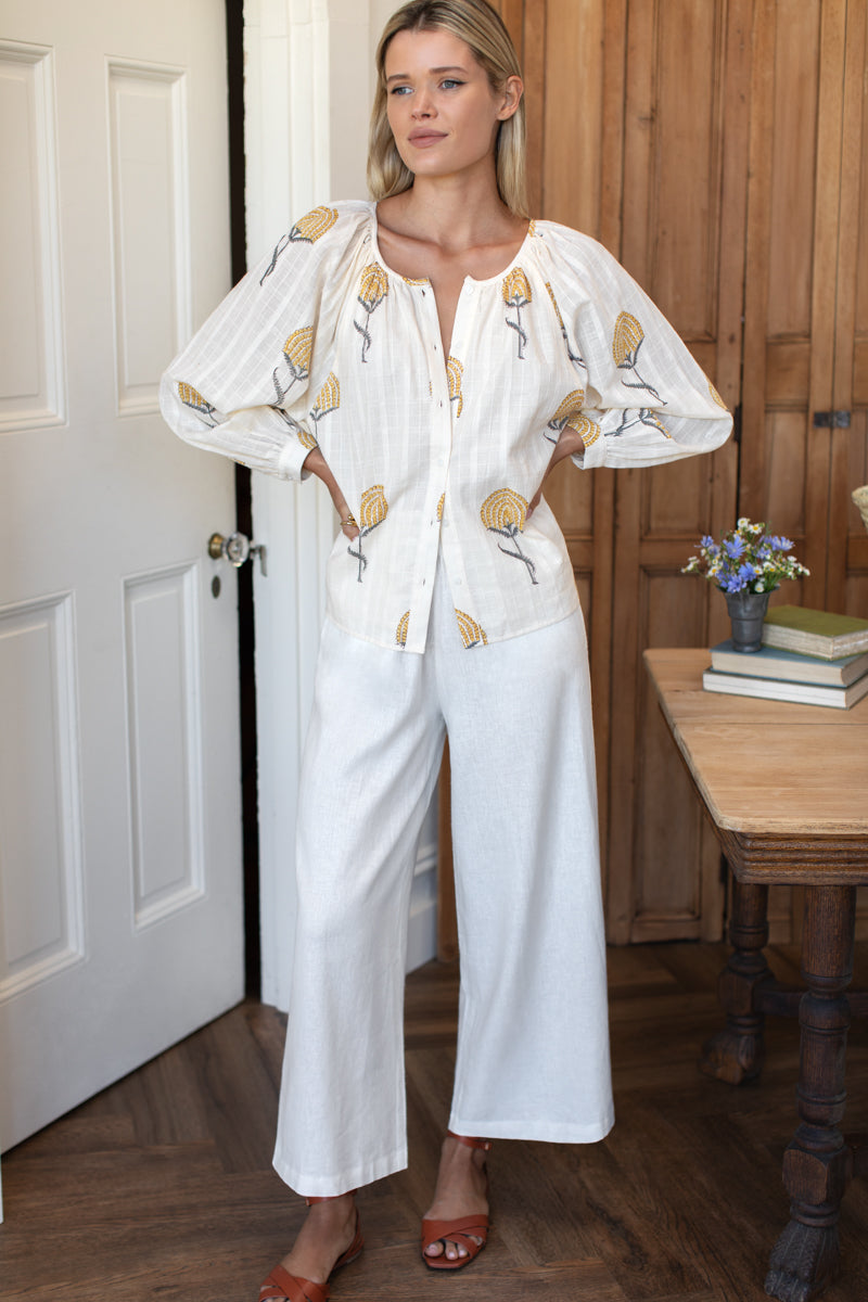 Pull On Pocket Pant - Ivory Linen