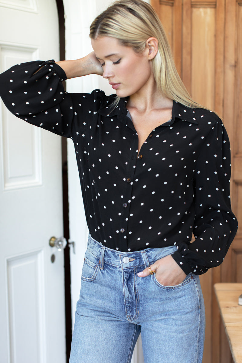 Frankie Blouse - Small Dots Midnight + Ivory