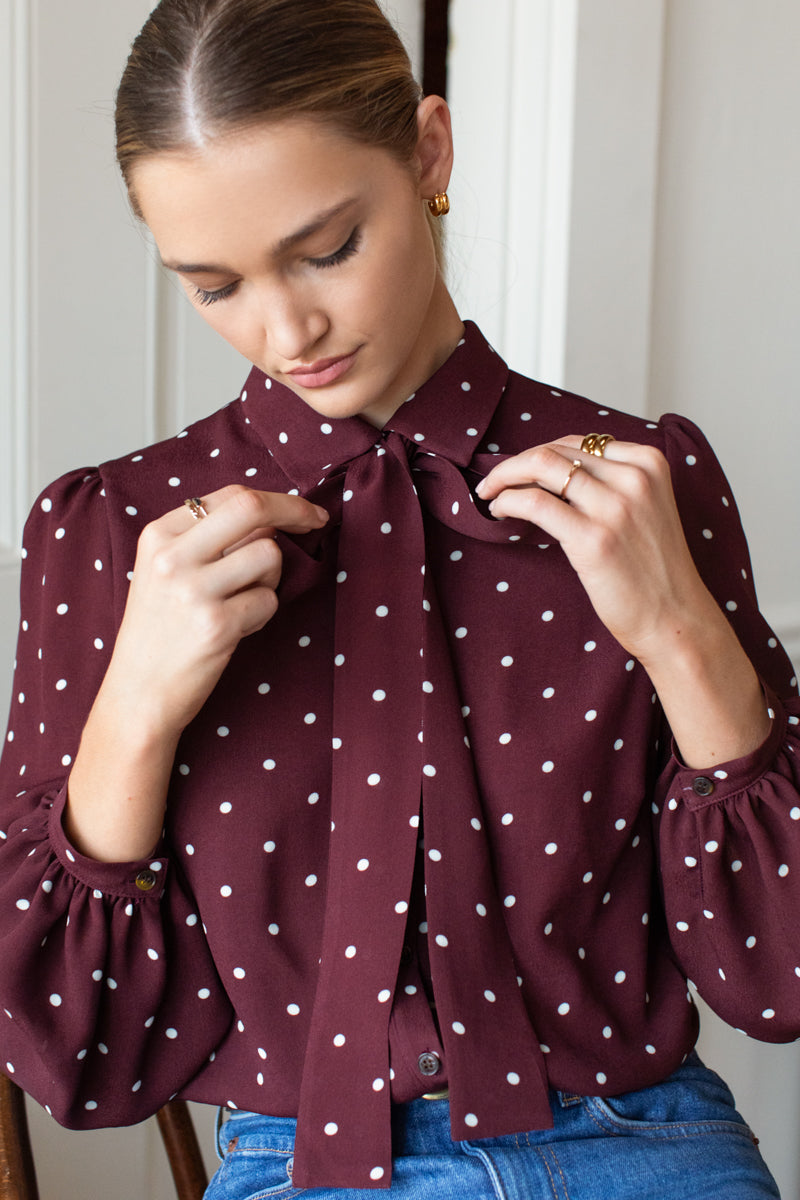 Frankie Blouse - Small Dots Tawny Port