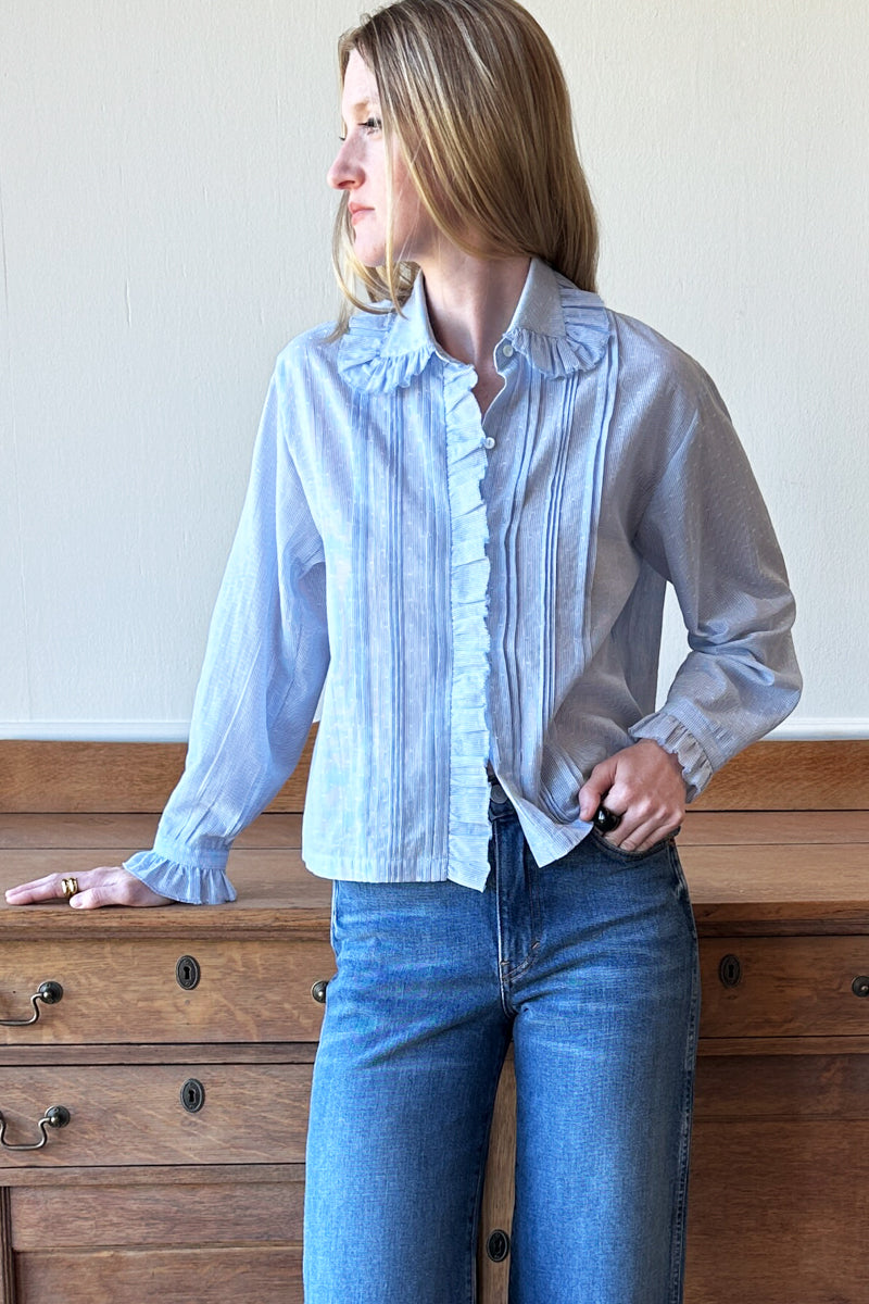 French Heirloom Shirt - Azure Clouds