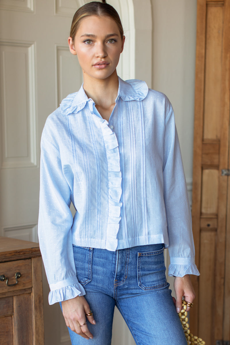 French Heirloom Shirt - Azure Clouds