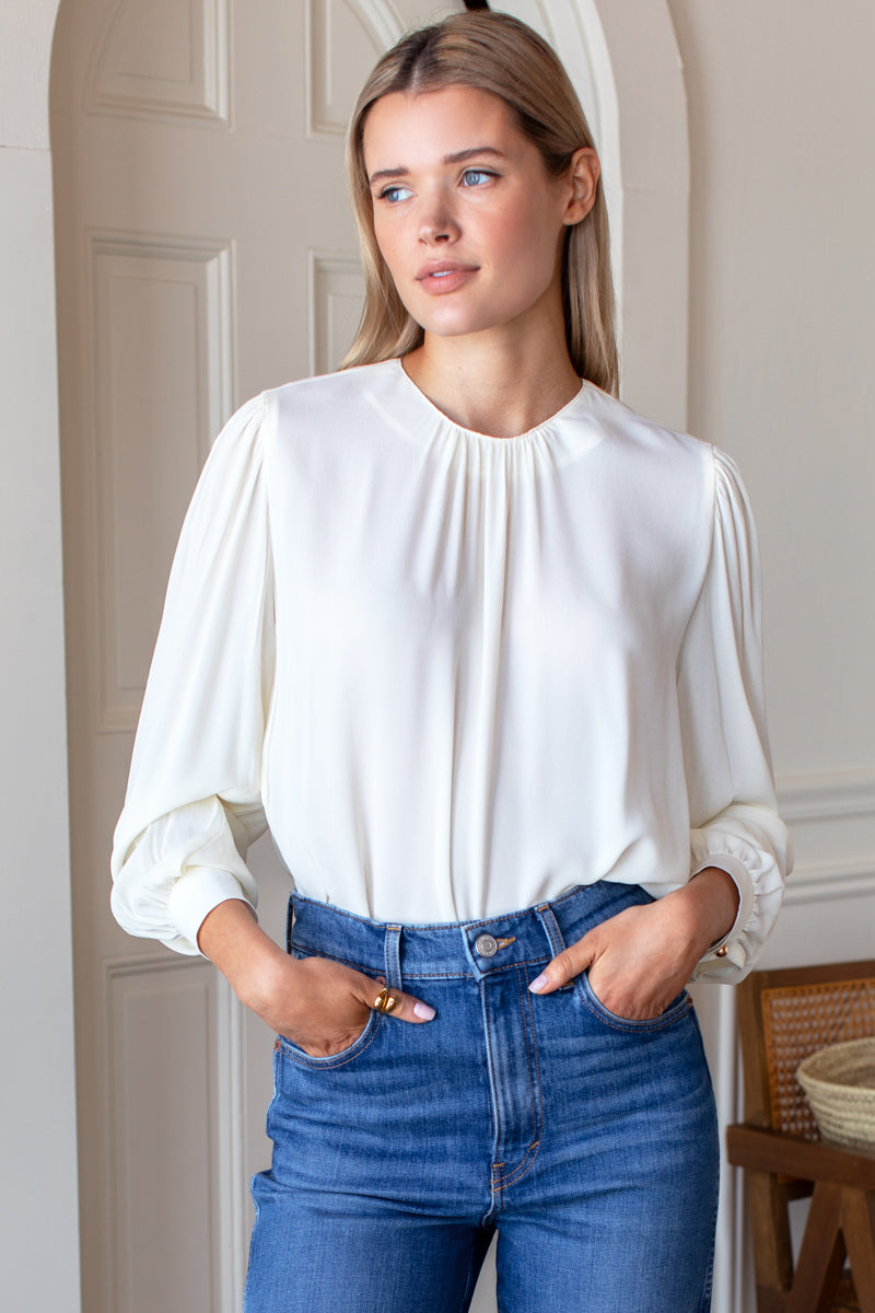 Gathered Neckline Top - Star White