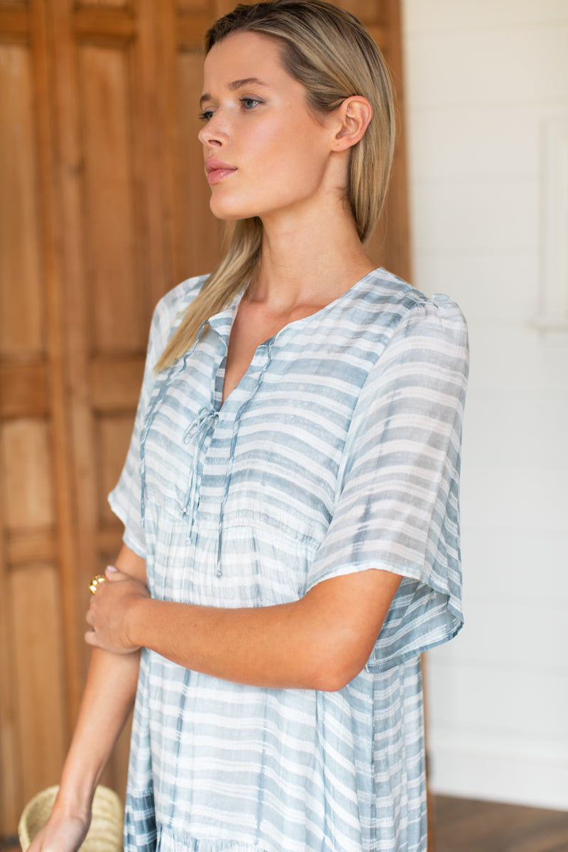 Isla Dress 2 - Seaglass Stripe Silk
