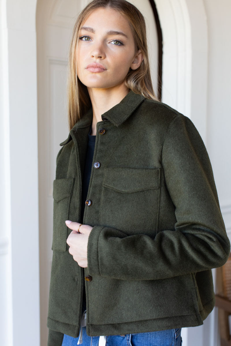 Atelier Pocket Shacket - Army Green Wool