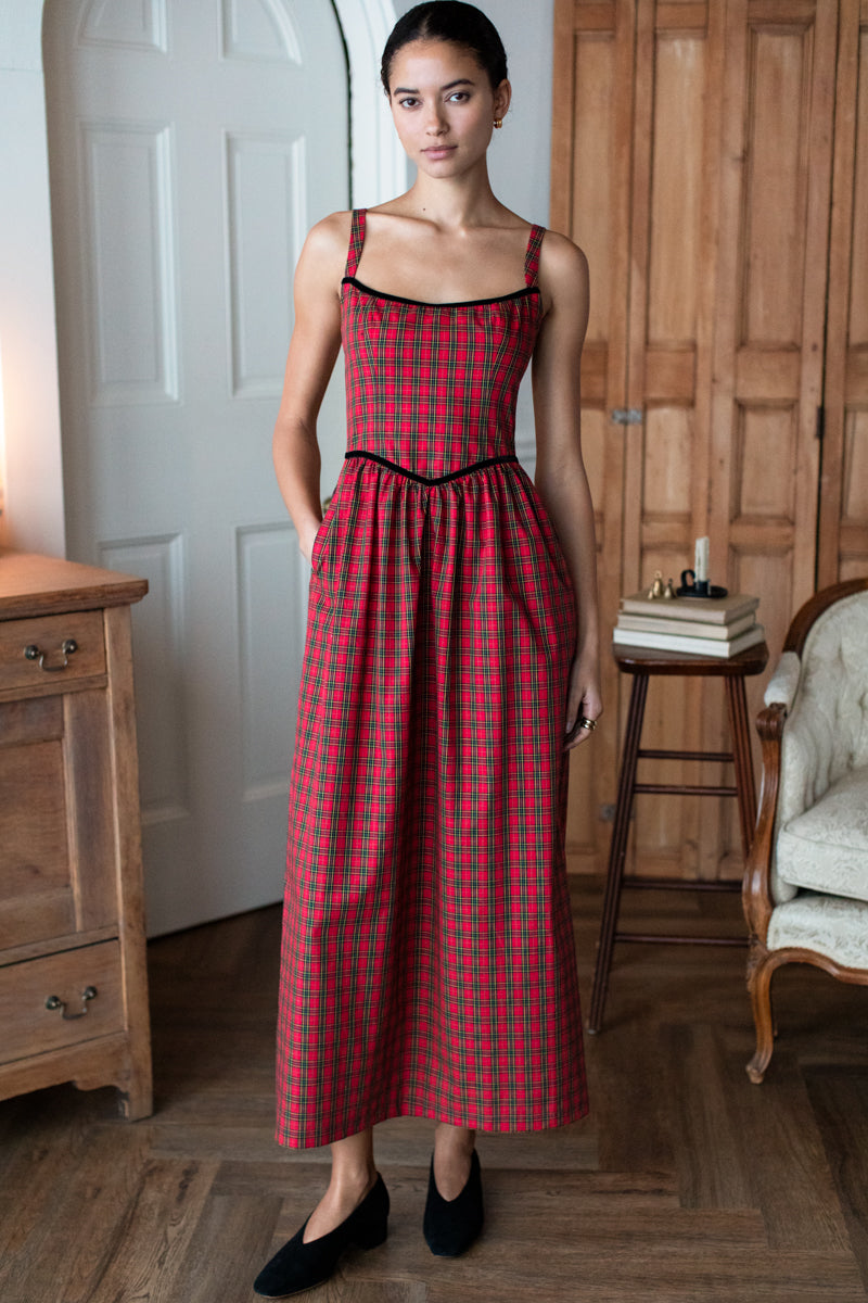 Jour Basque Dress - Vivienne Plaid