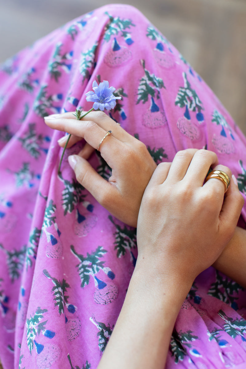 Jour Maxi Dress - Big Marigolds Purple Orchid Organic
