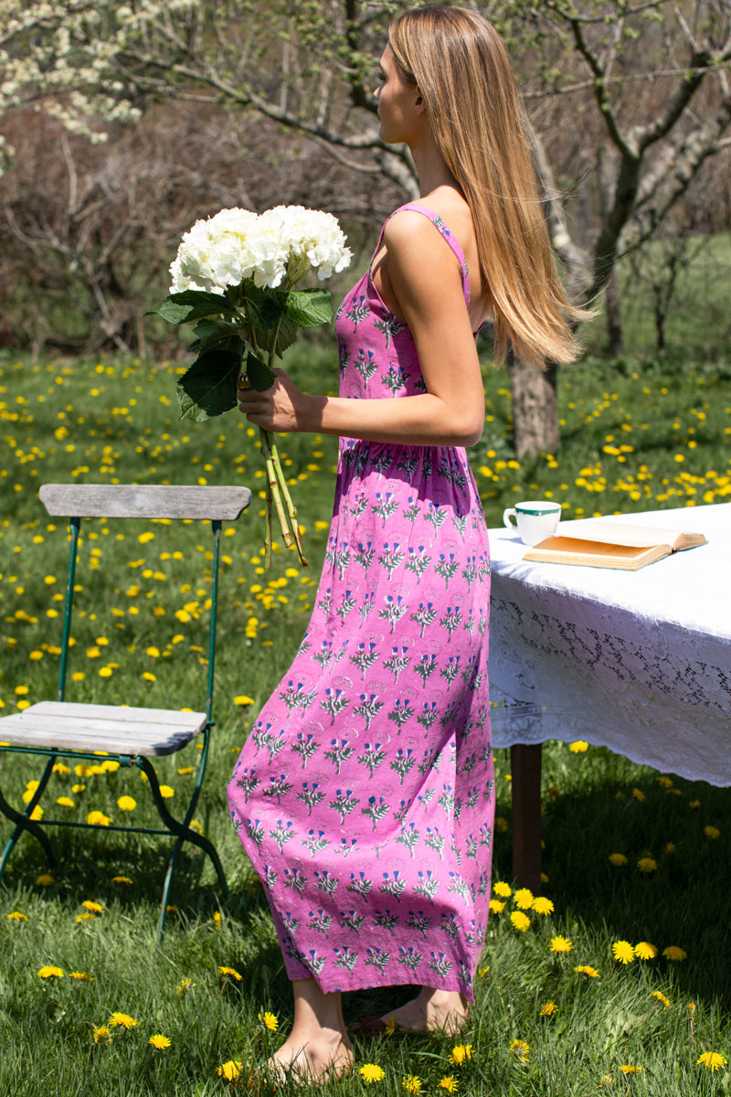 Jour Maxi Dress - Big Marigolds Purple Orchid Organic