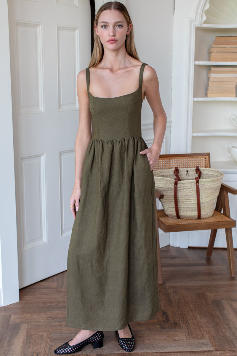 Jour Maxi Dress - Martini Olive L Jour Maxi Dress - Martini Olive L
