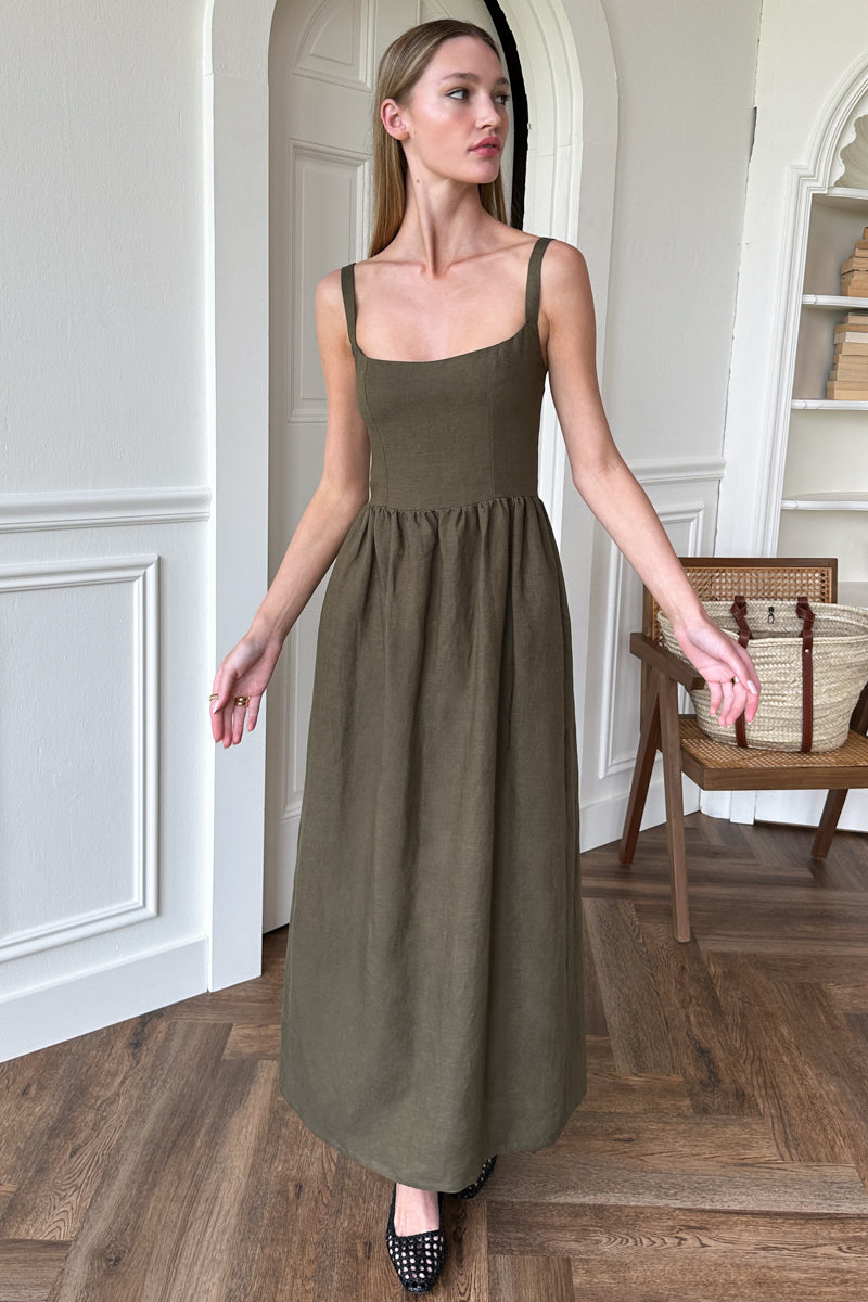 Jour Maxi Dress - Martini Olive L Jour Maxi Dress - Martini Olive L
