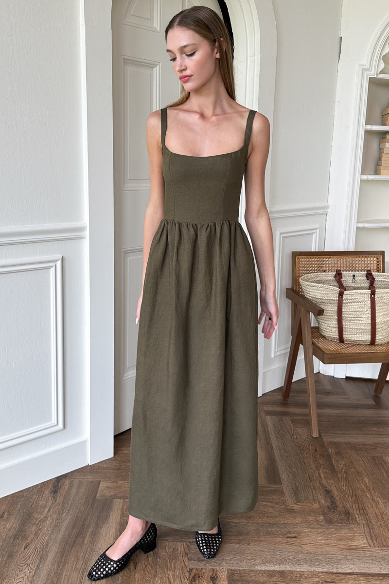 Jour Maxi Dress - Martini Olive L Jour Maxi Dress - Martini Olive L