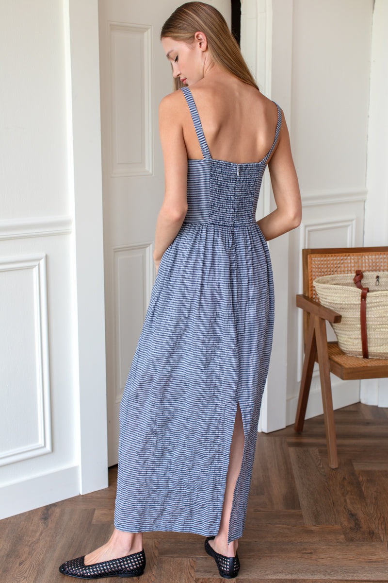 Jour Maxi Dress - Navy Gingham