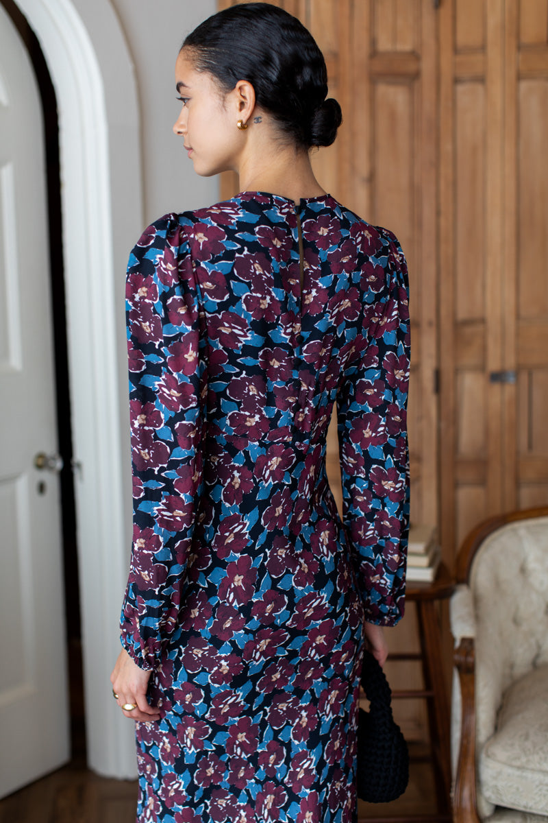 Keyhole Maxi Dress - Wilders Flowers Merlot