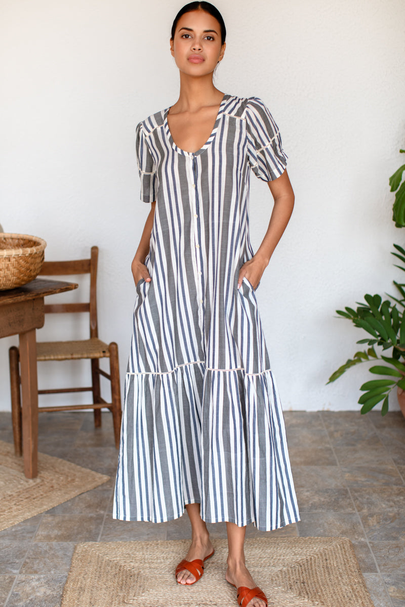 Lantern Dress - Handloom Stripes