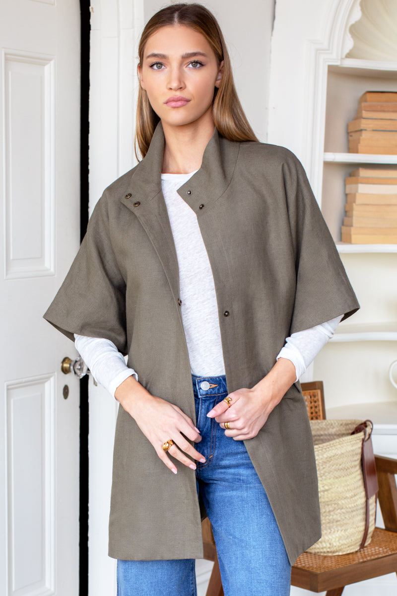 Layering Jacket - Army Green Linen