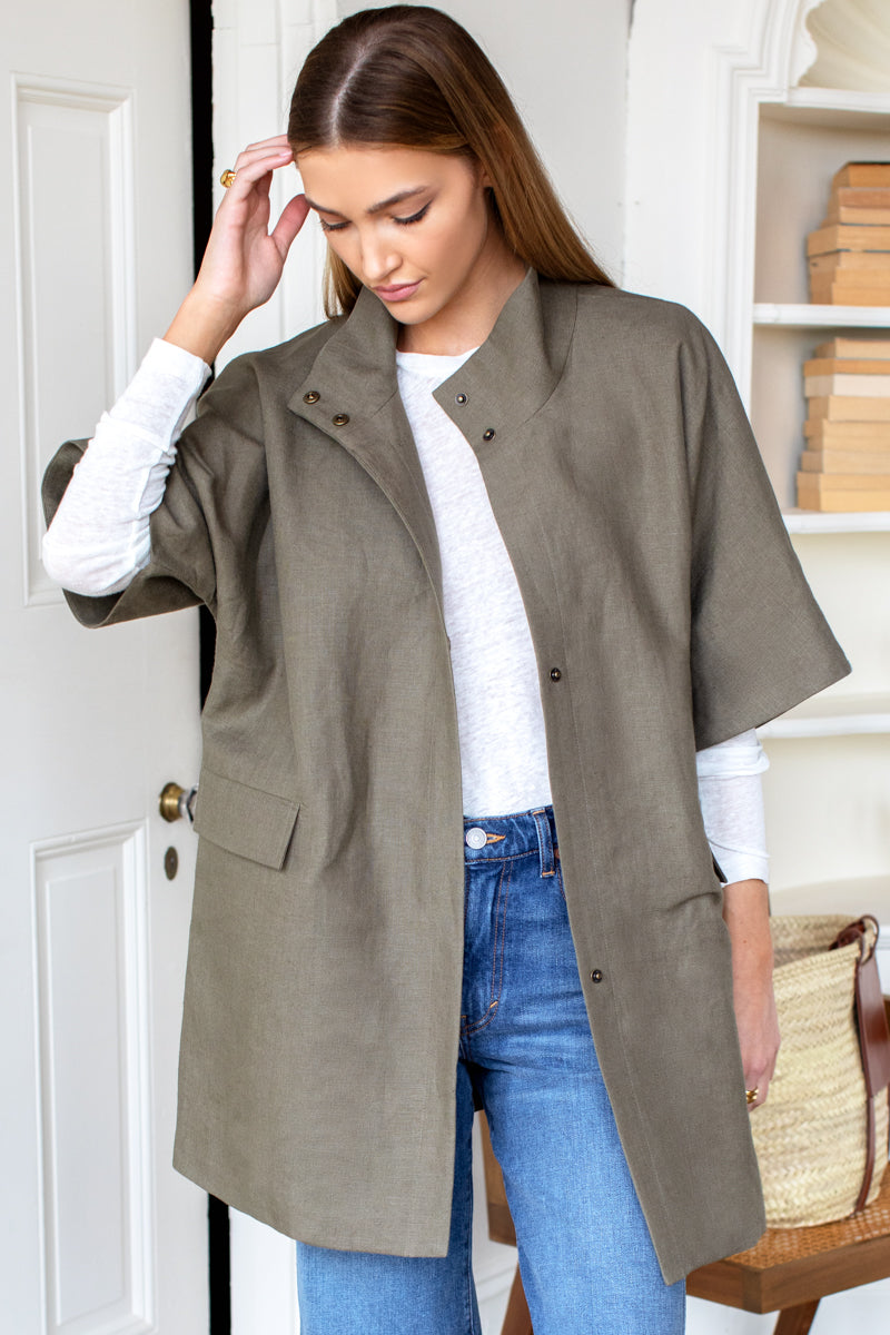 Layering Jacket - Army Green Linen