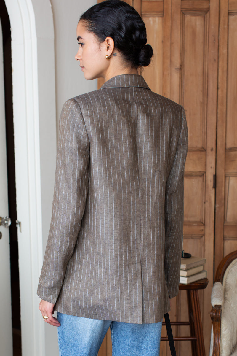 Longsleeve Lee Jacket - Chamoisee Pinstripe Linen