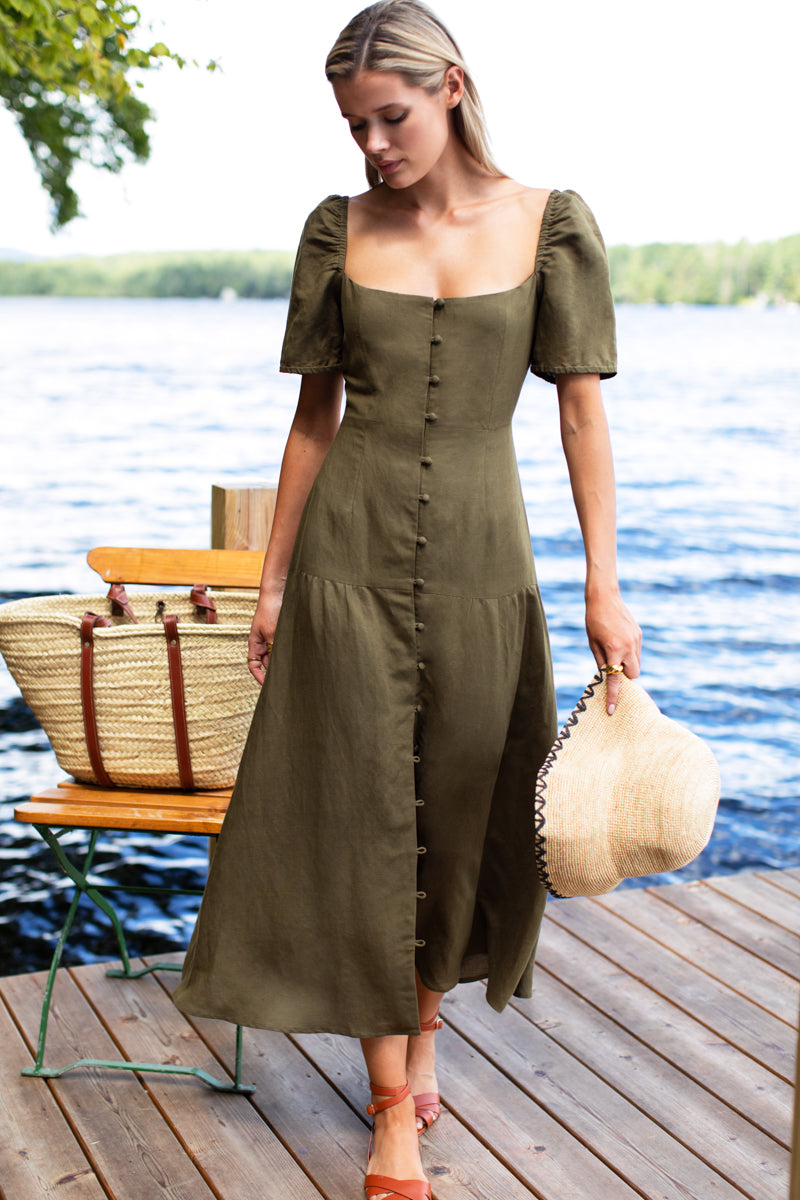 green basque dress Basque Floral Sleeveless Midi Dress