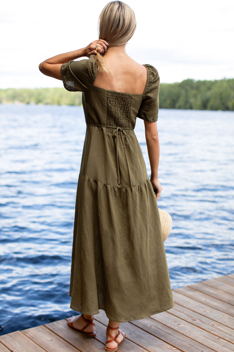 green dress louise Louise Shortsleeve Basque Dress