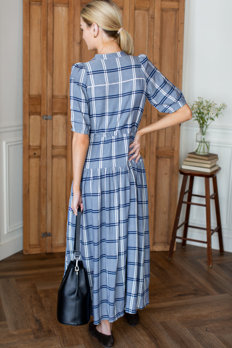Lucy 4 Basque Dress - Skye Plaid