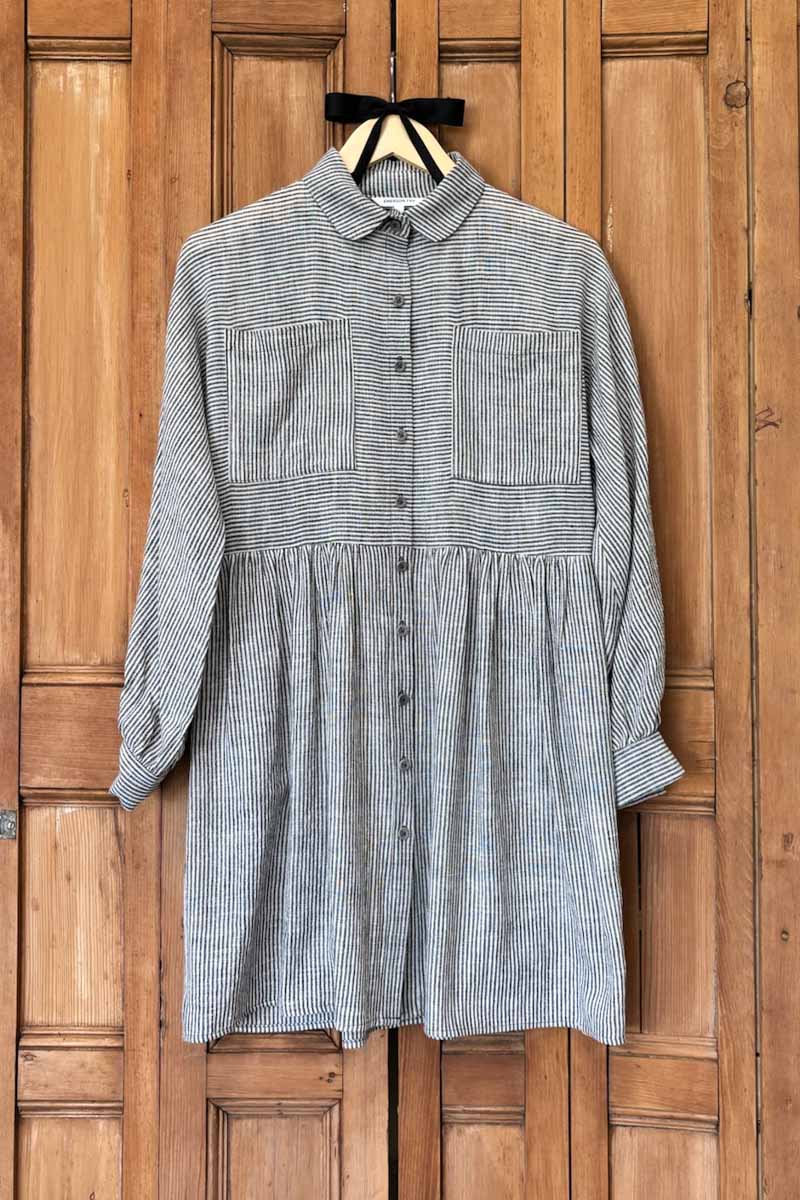 Boxy Dress - Charcoal Stripe